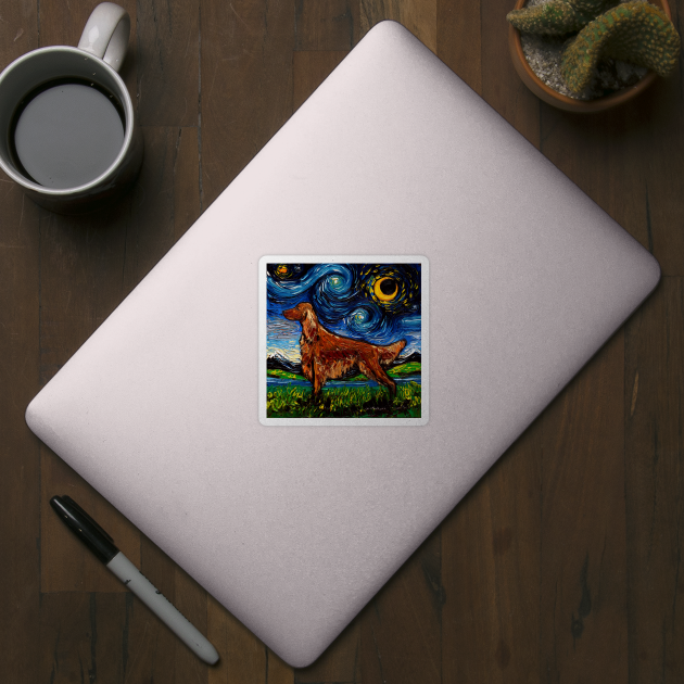 Irish Setter Starry Night by sagittariusgallery